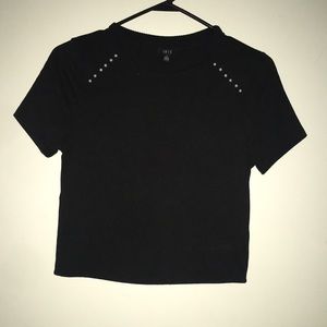Iris black ribbed crop top